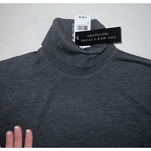 Mens Store Bloomingdales 3342M Sz XL Med Gray Merino Wool Turtleneck Sweater $19 - Picture 4 of 10